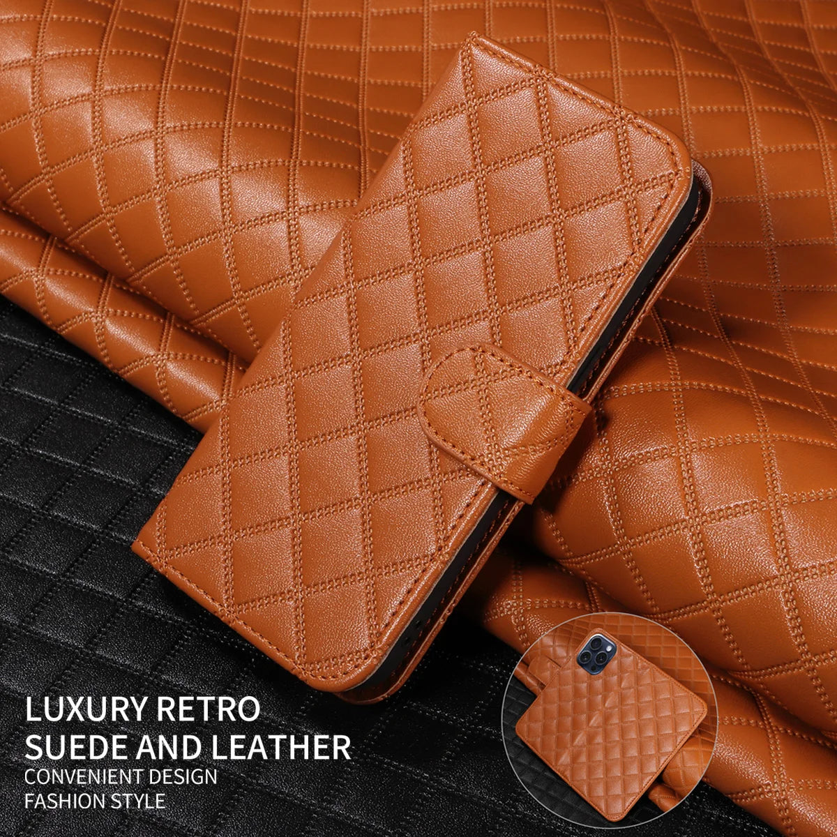 PU Leather Plaid Wallet Case for Samsung Galaxy