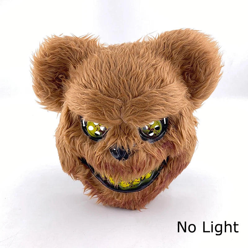 Bloody Plush Black Bear Mask – Full Face Horror Costume for Halloween & Cosplay Events