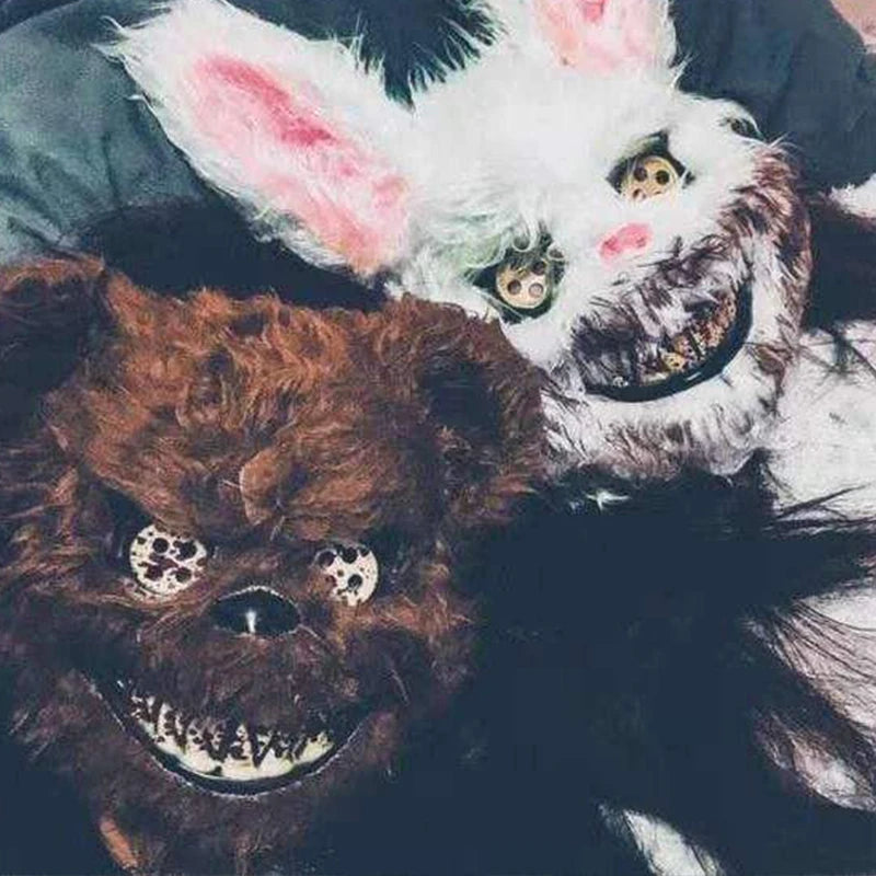 Bloody Plush Black Bear Mask – Full Face Horror Costume for Halloween & Cosplay Events