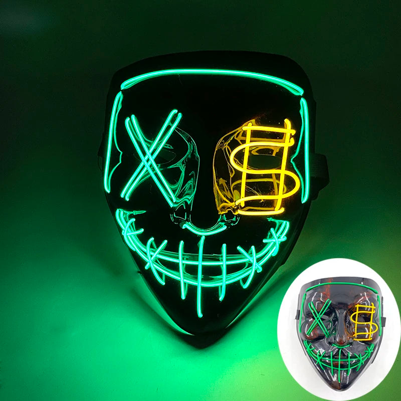 Wireless Scary Glowing Mask – LED Luminous Purge Mask for Halloween and Party Events