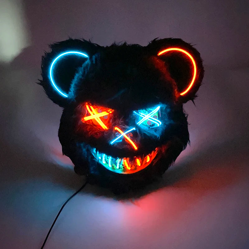 Bloody Plush Black Bear Mask – Full Face Horror Costume for Halloween & Cosplay Events