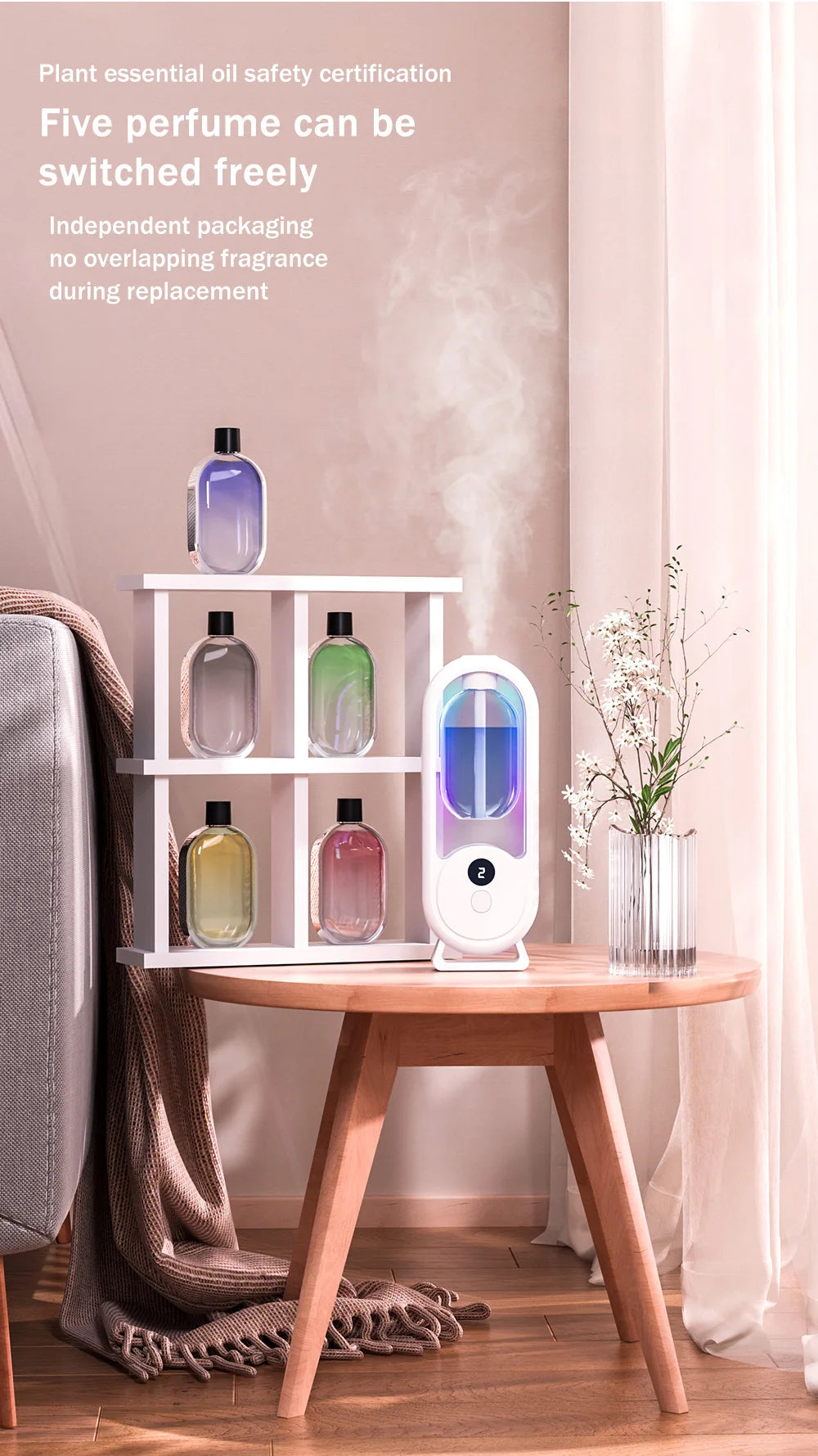 Rechargeable Portable Aroma Diffuser – Essential Oil Aromatherapy Machine with Timed Air Freshener Modes