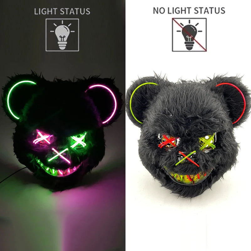 Bloody Plush Black Bear Mask – Full Face Horror Costume for Halloween & Cosplay Events