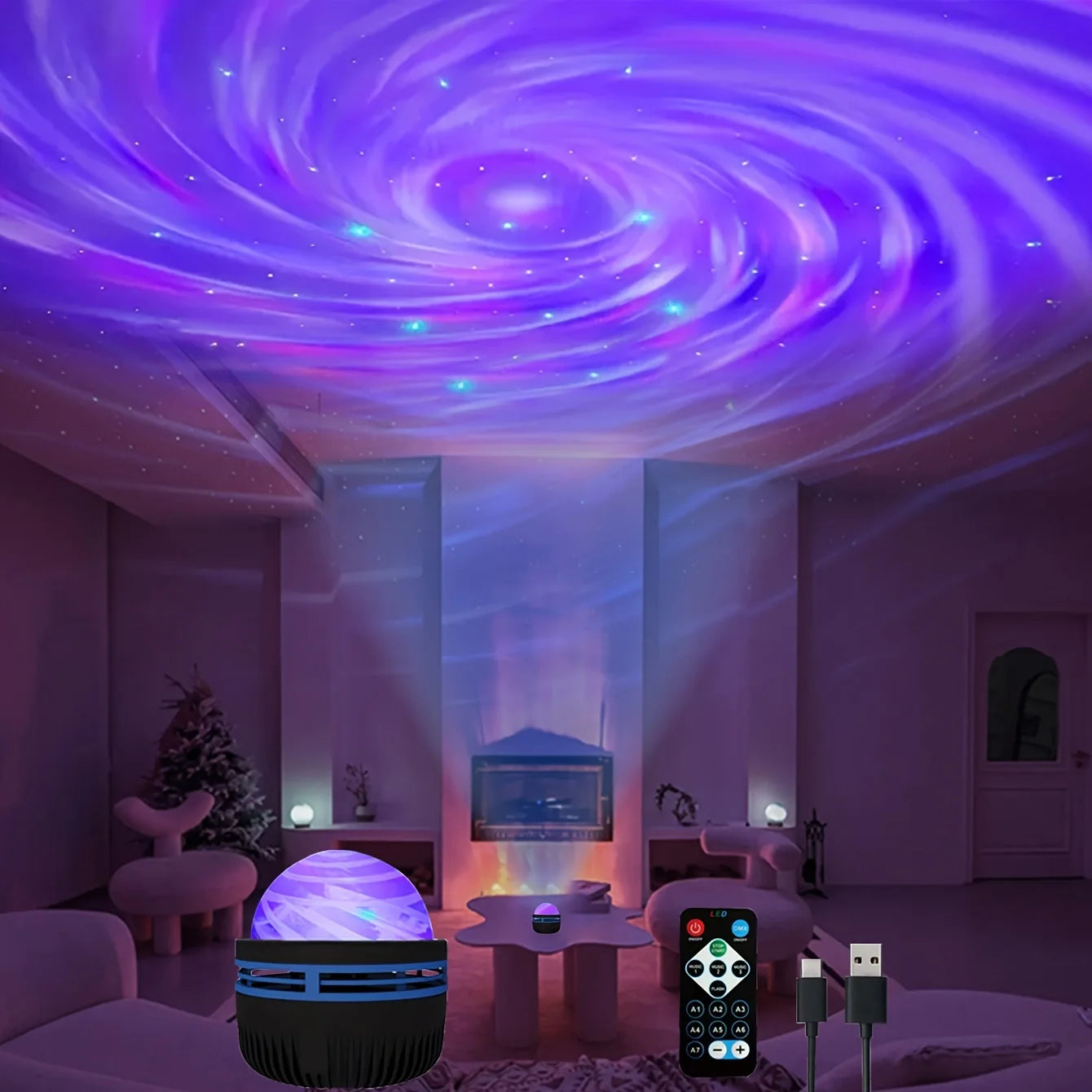 LED Galaxy Night Light Projector – Starry Sky Lamp with Remote Control and 7 Lighting Modes