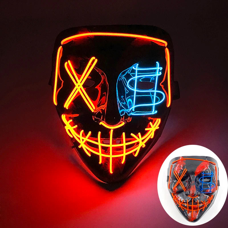 Wireless Scary Glowing Mask – LED Luminous Purge Mask for Halloween and Party Events