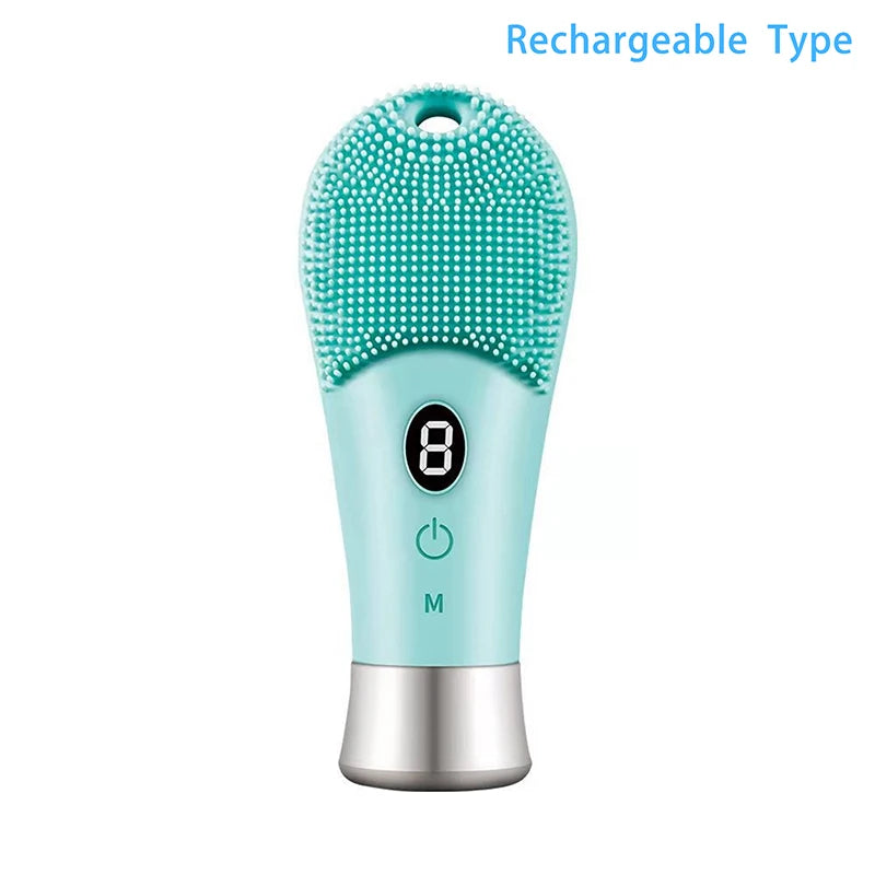 9 Gear Electric Ultrasonic Skin Sonic Scrubber Facial Brush Cleaner High Frequency Vibration Face Silicone Rechargeable