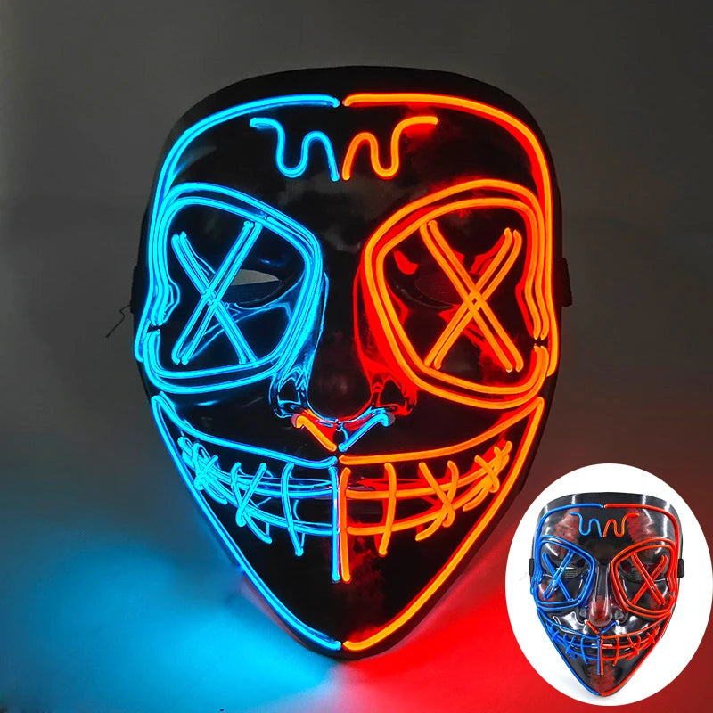 Wireless Scary Glowing Mask – LED Luminous Purge Mask for Halloween and Party Events