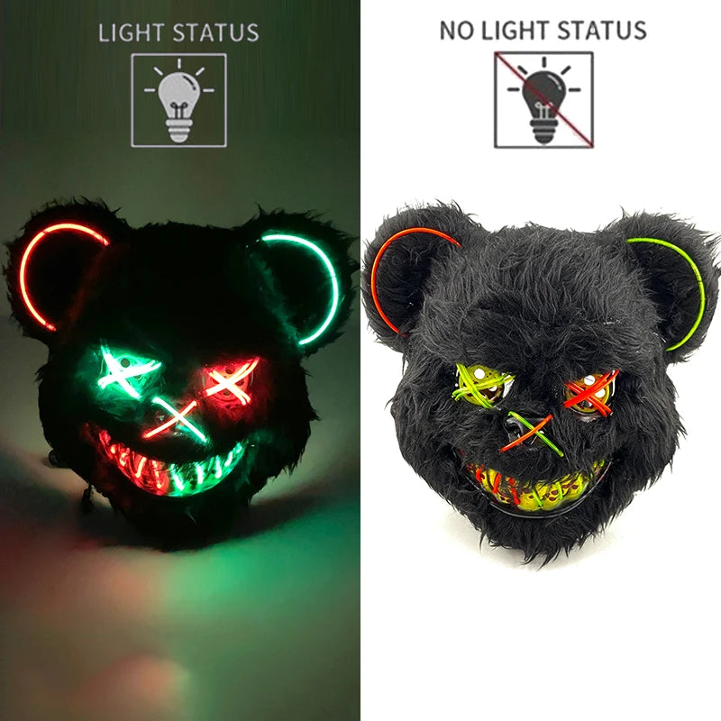 Bloody Plush Black Bear Mask – Full Face Horror Costume for Halloween & Cosplay Events