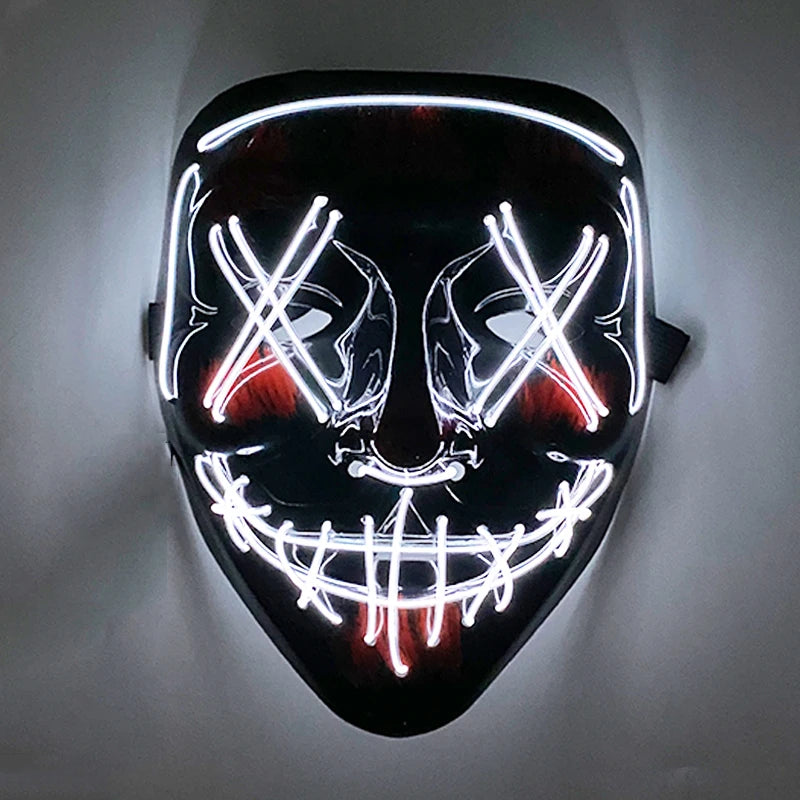 Wireless Scary Glowing Mask – LED Luminous Purge Mask for Halloween and Party Events