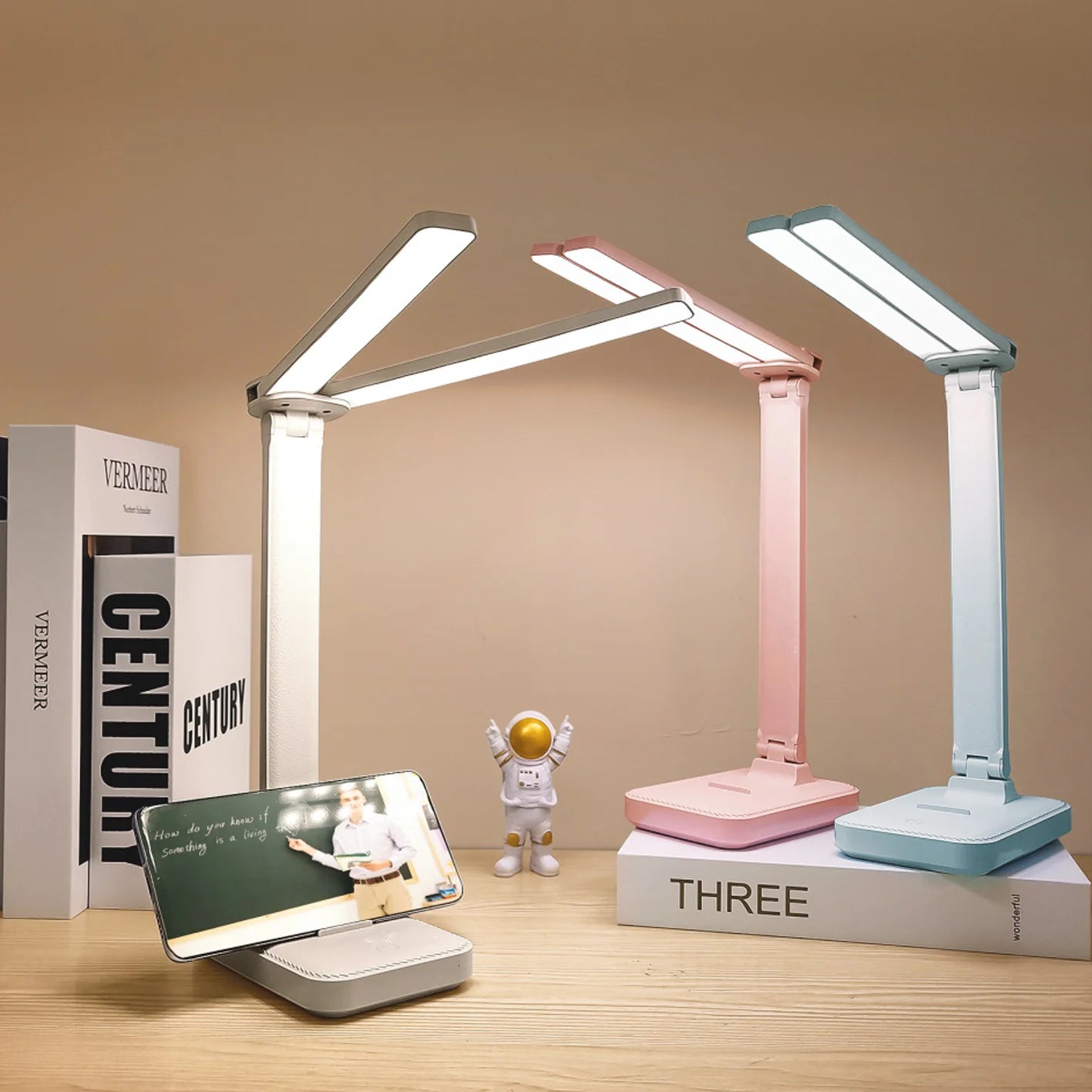 LED Desk Lamp 3 Levels Dimmable Touch Night Light USB Rechargeable Eye Protection Foldable Table Lamp