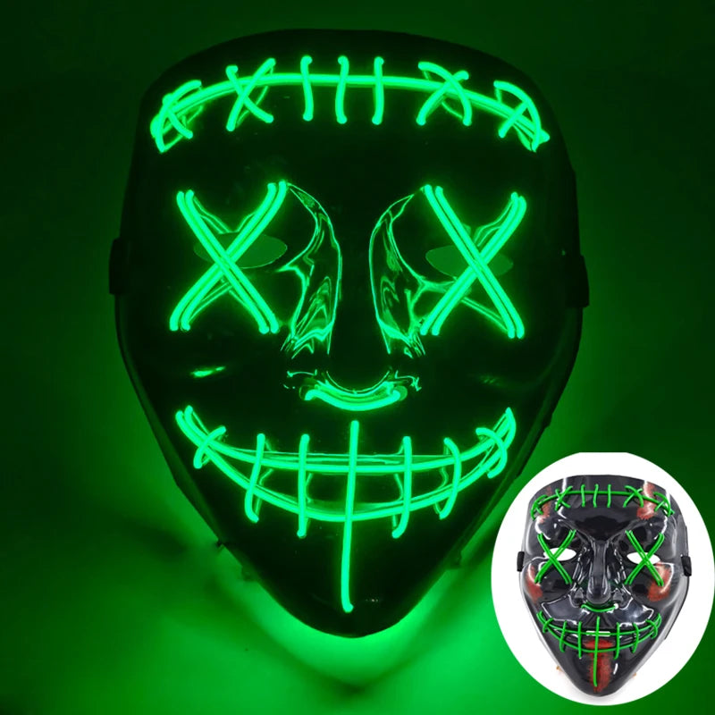 Wireless Scary Glowing Mask – LED Luminous Purge Mask for Halloween and Party Events