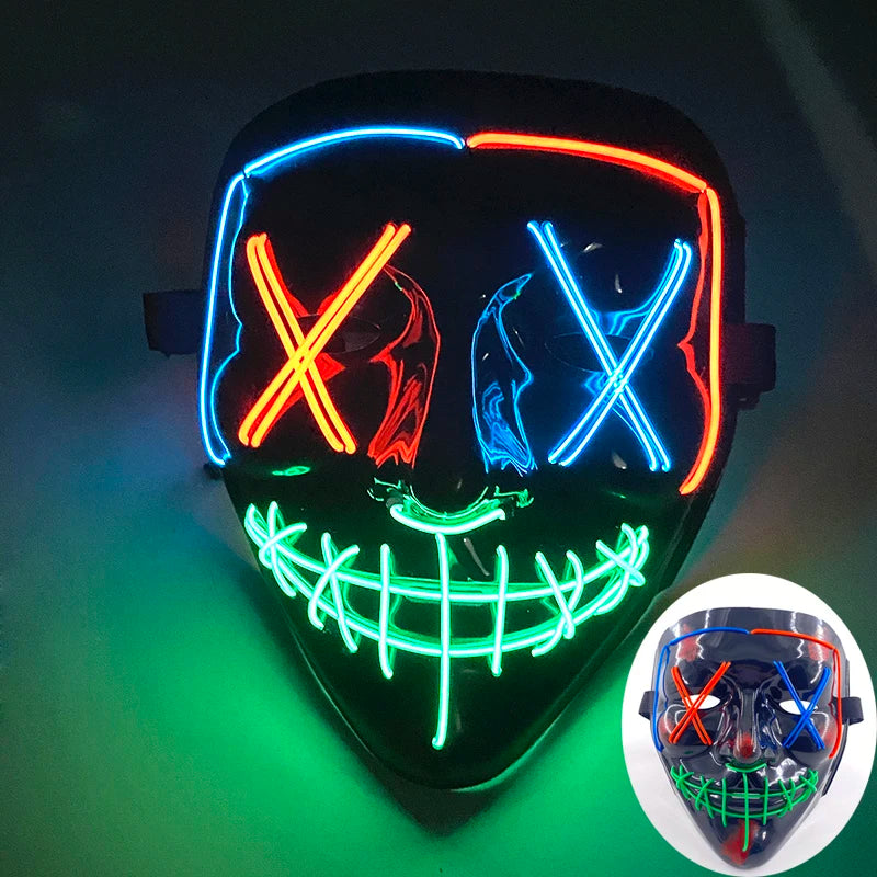 Wireless Scary Glowing Mask – LED Luminous Purge Mask for Halloween and Party Events