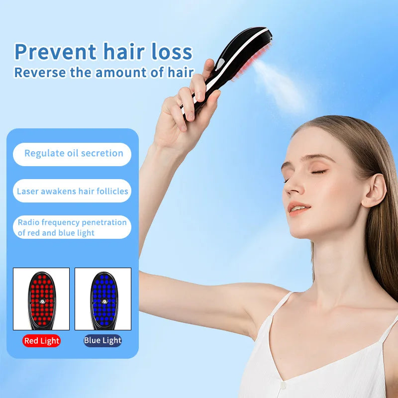Electric Spray Massage Comb – LED Hair Growth & Scalp Care Vibration Massager Brush