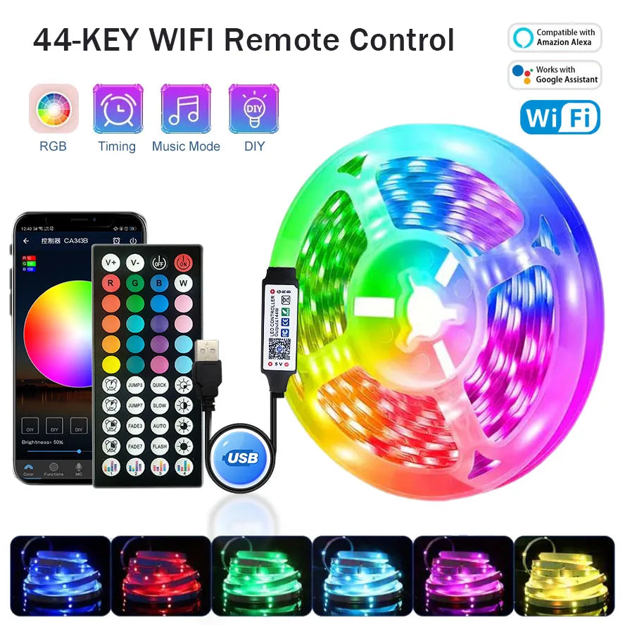 RGB LED Strip Lights – Flexible Room Lighting with App and Remote Control