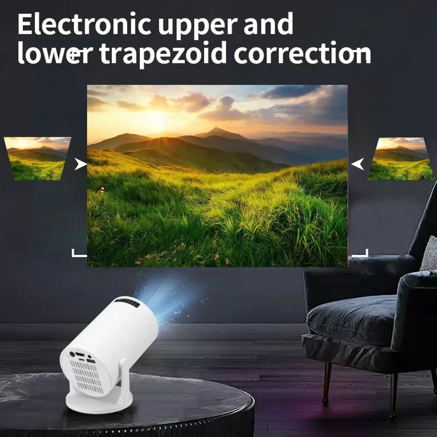 USAMR HY200 1080P Portable Projector – 270° Adjustable Mini Home Theater with Speaker & HDMI/USB Input