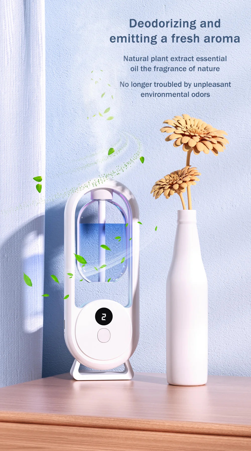 Rechargeable Portable Aroma Diffuser – Essential Oil Aromatherapy Machine with Timed Air Freshener Modes
