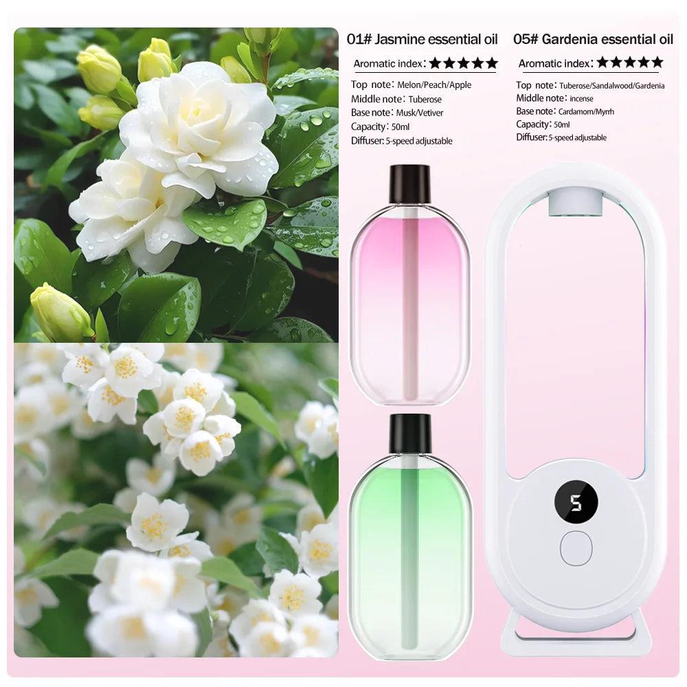 Rechargeable Portable Aroma Diffuser – Essential Oil Aromatherapy Machine with Timed Air Freshener Modes