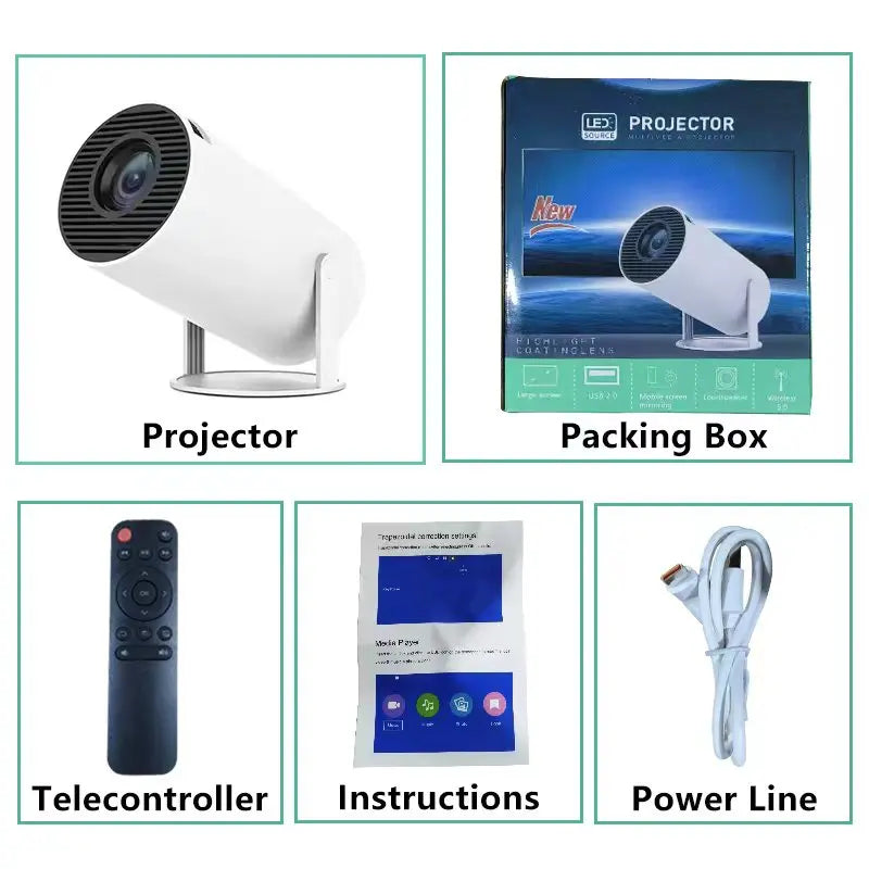 USAMR HY200 1080P Portable Projector – 270° Adjustable Mini Home Theater with Speaker & HDMI/USB Input