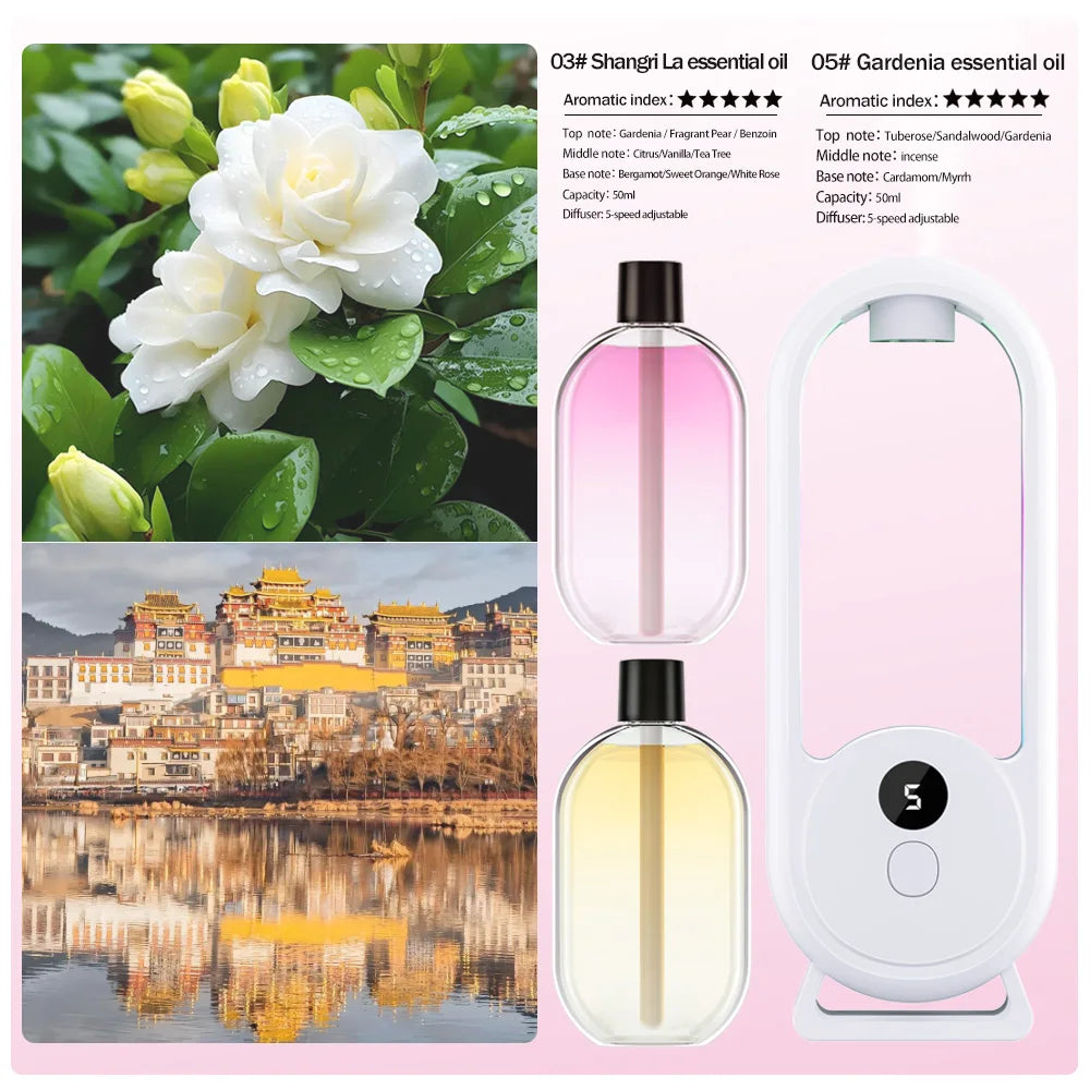 Rechargeable Portable Aroma Diffuser – Essential Oil Aromatherapy Machine with Timed Air Freshener Modes