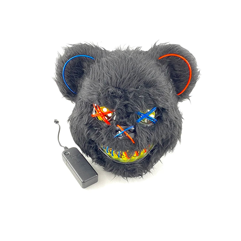 Bloody Plush Black Bear Mask – Full Face Horror Costume for Halloween & Cosplay Events