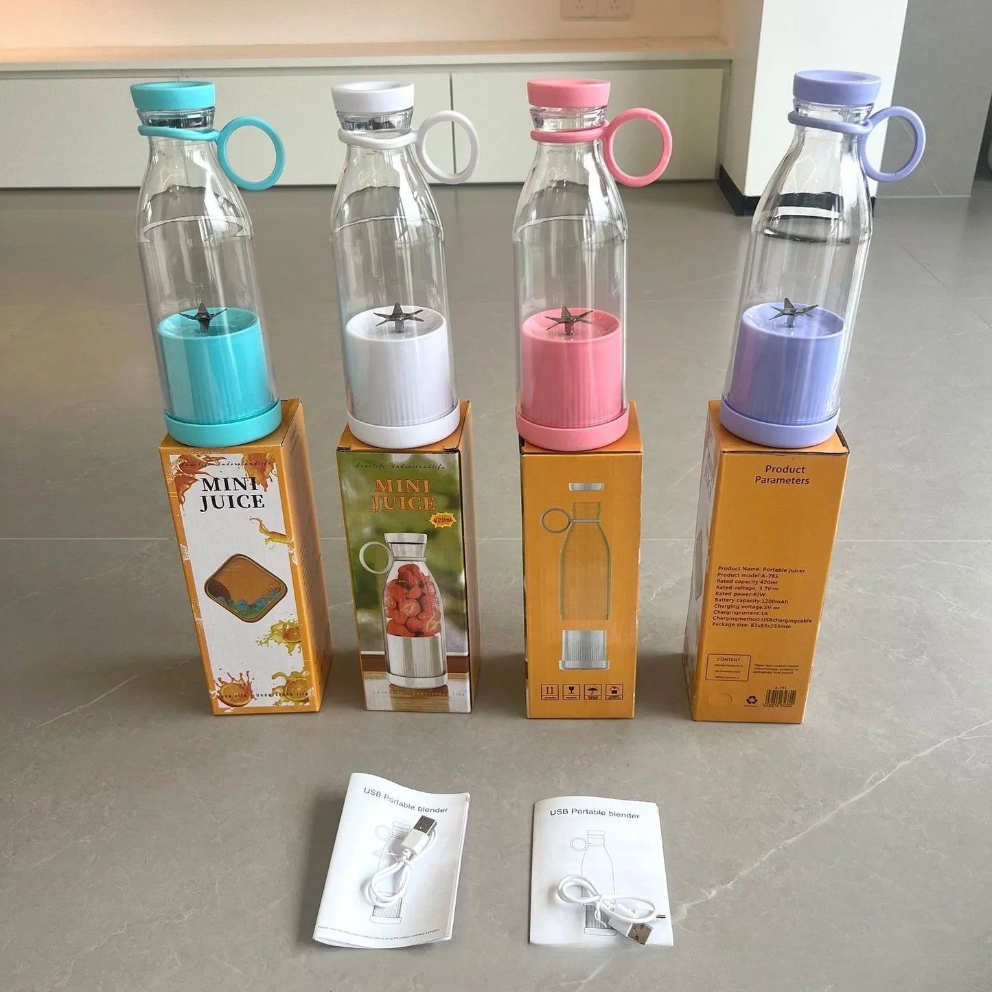 420ml Personal Portable Blender – USB Rechargeable Smoothie Maker with 6 Blades