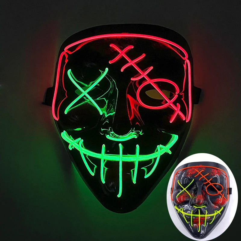 Wireless Scary Glowing Mask – LED Luminous Purge Mask for Halloween and Party Events