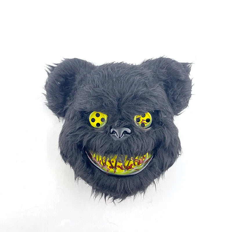 LED Glowing Bloody Bear Mask – Horror Plush Rabbit & Bear Cosplay Mask for Halloween and Festivals