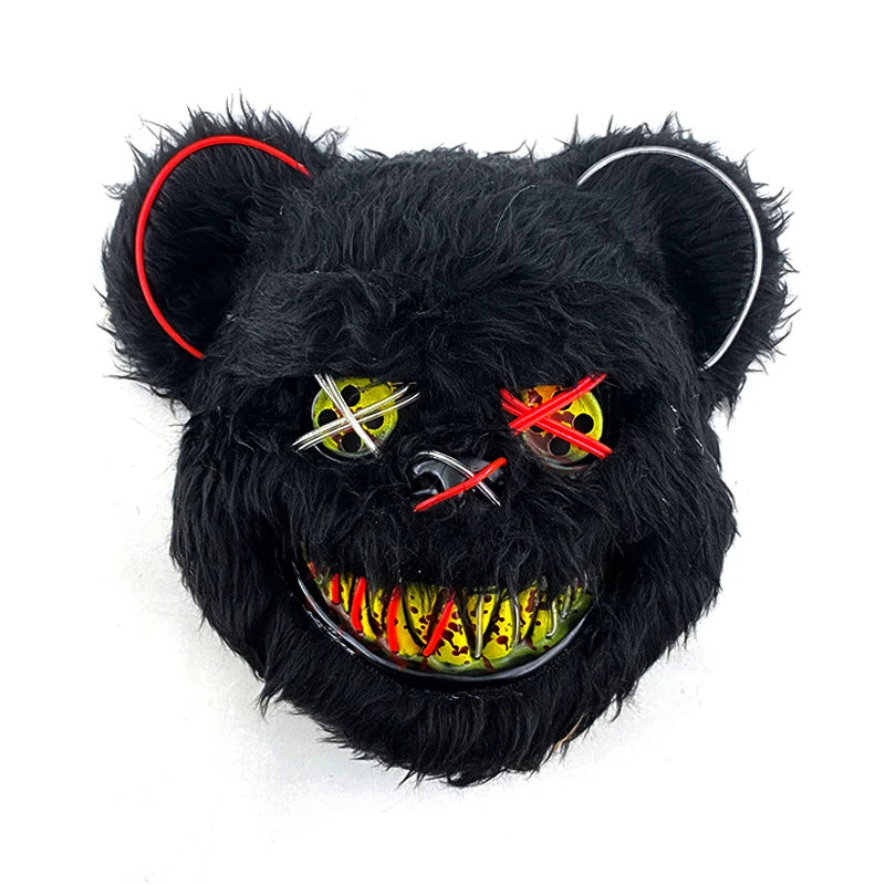 Bloody Plush Black Bear Mask – Full Face Horror Costume for Halloween & Cosplay Events