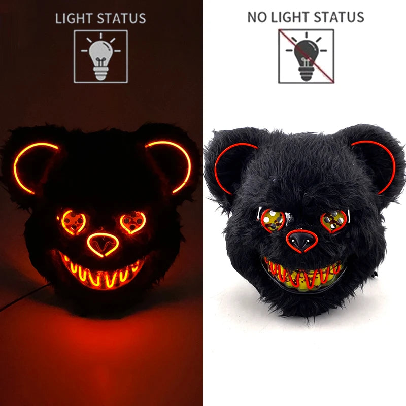 Bloody Plush Black Bear Mask – Full Face Horror Costume for Halloween & Cosplay Events