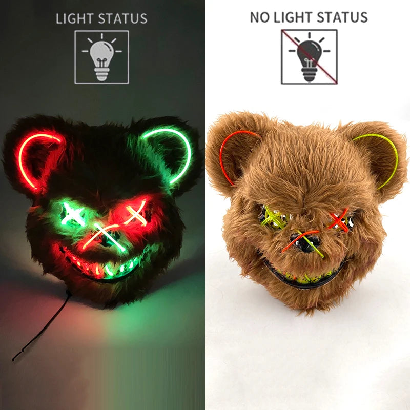 Bloody Plush Black Bear Mask – Full Face Horror Costume for Halloween & Cosplay Events