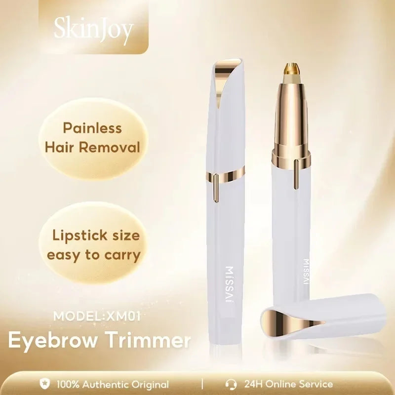 Portable Electric Eyebrow Trimmer – Mini Painless Facial Epilator with LED Light