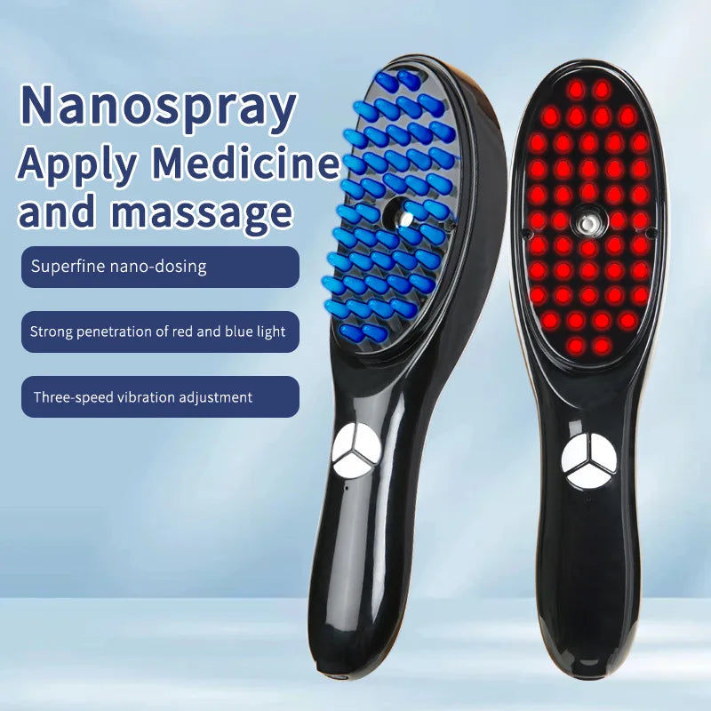 Electric Spray Massage Comb – LED Hair Growth & Scalp Care Vibration Massager Brush