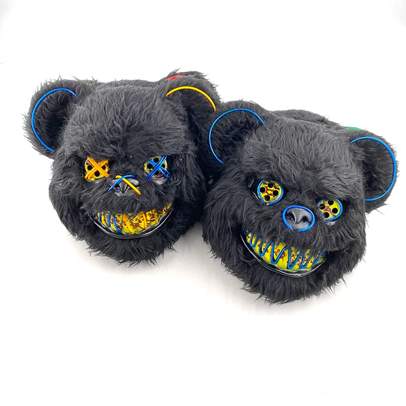 Bloody Plush Black Bear Mask – Full Face Horror Costume for Halloween & Cosplay Events