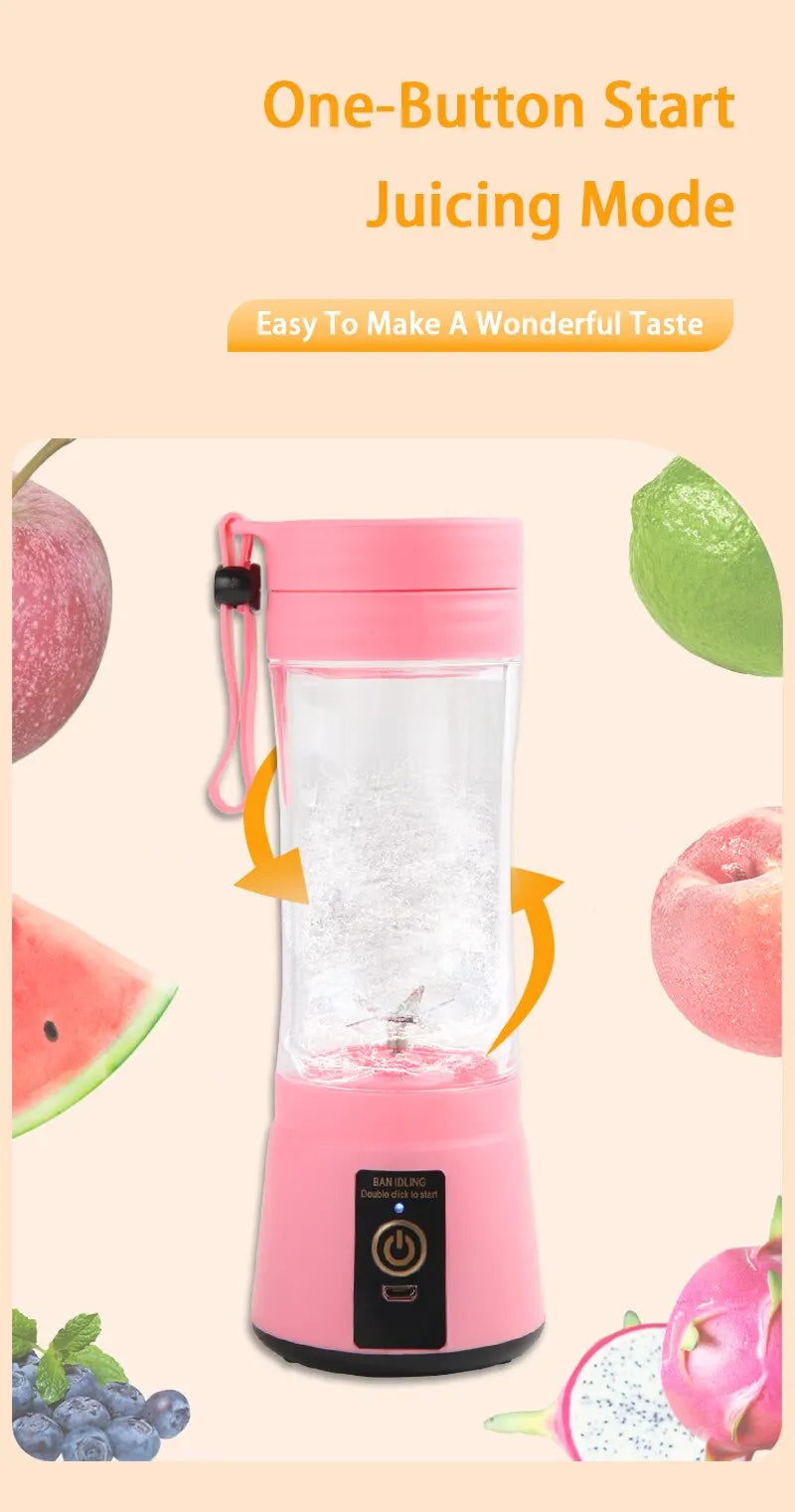 380ml Portable Electric Juicer – USB Rechargeable Mini Smoothie Blender for Travel and Kitchen Use