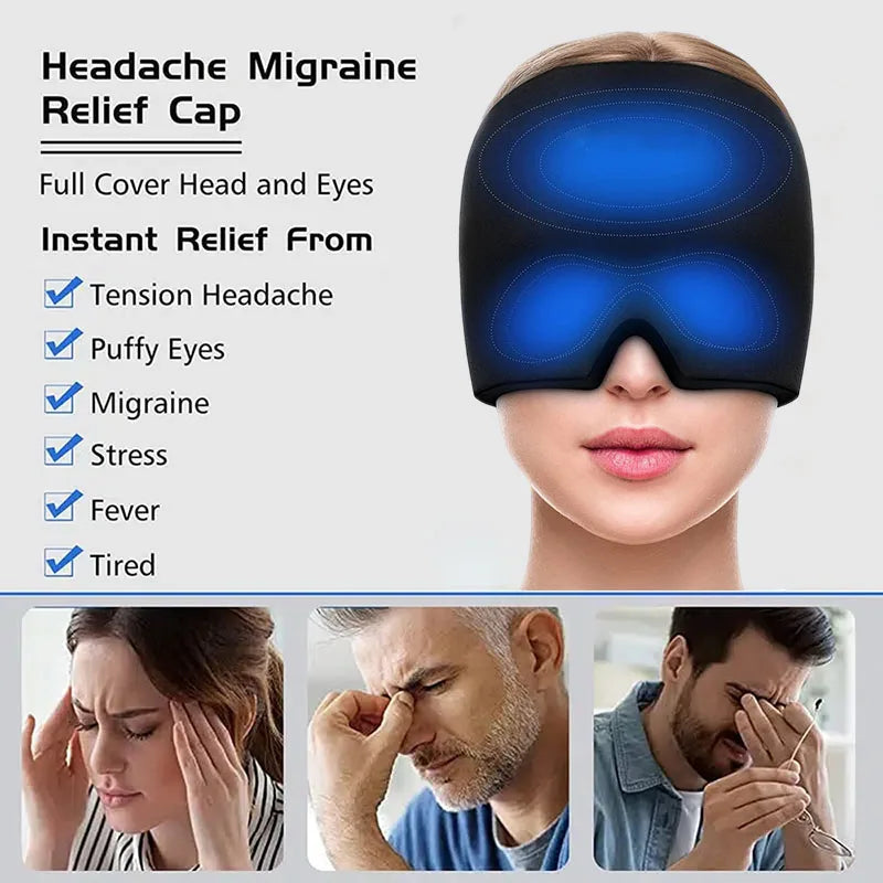 Gel Ice HGel Ice Headache & Migraine Relief Hat – Cold & Hot Compress Therapy Capeadache Migraine Relief Hat Cold Compress Therapy Cap Ice Head Wrap Pack Eye Mask For Pressure Relieve Pain Ice Hat