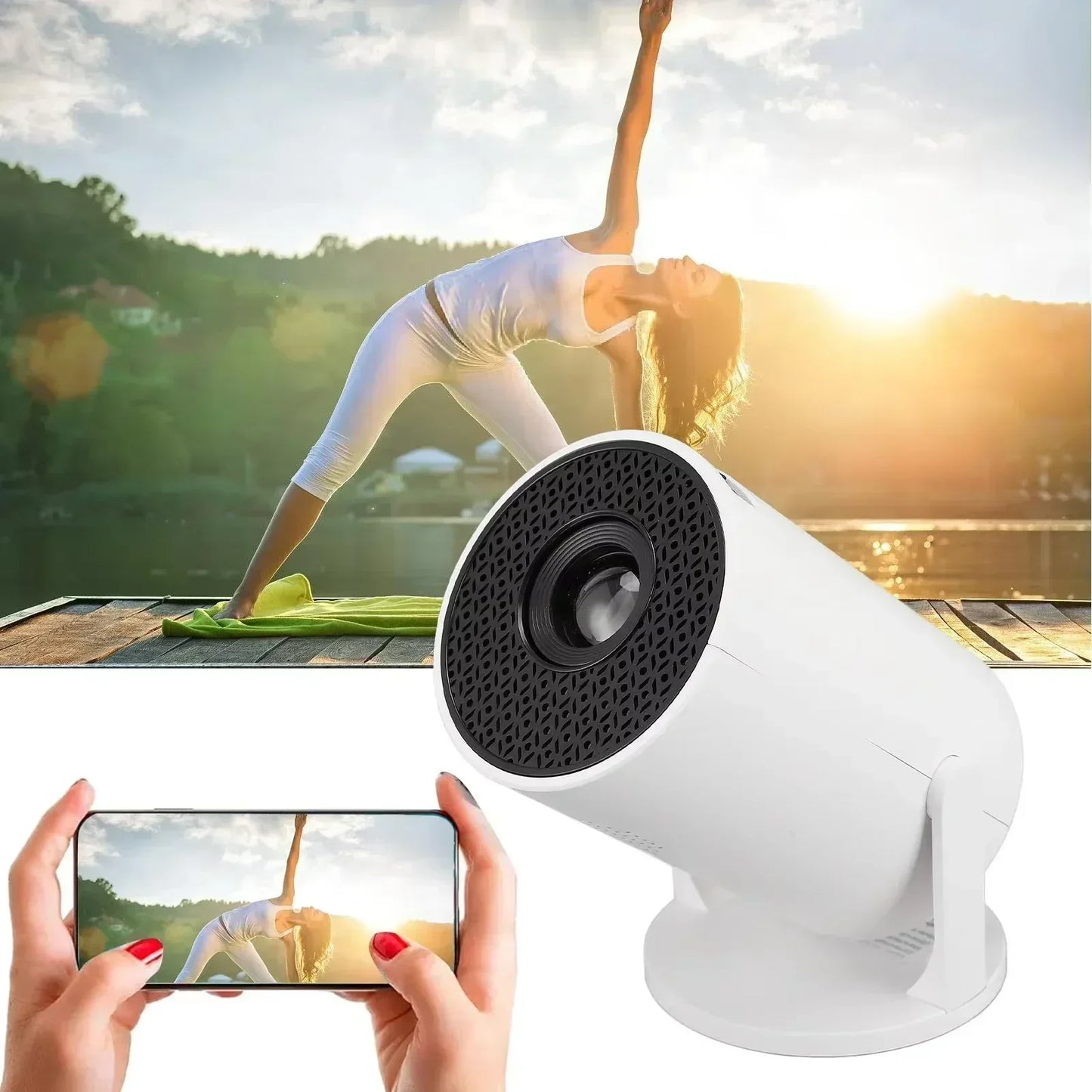USAMR HY200 1080P Portable Projector – 270° Adjustable Mini Home Theater with Speaker & HDMI/USB Input