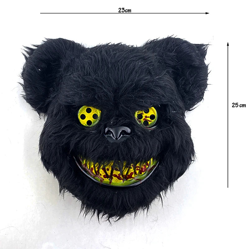 Bloody Plush Black Bear Mask – Full Face Horror Costume for Halloween & Cosplay Events