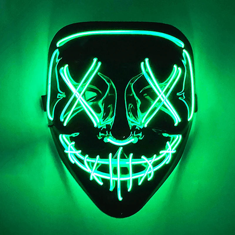 Wireless Scary Glowing Mask – LED Luminous Purge Mask for Halloween and Party Events
