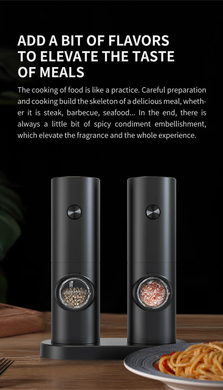 Electric Automatic Pepper and Salt Grinder – Adjustable Coarseness with LED Light