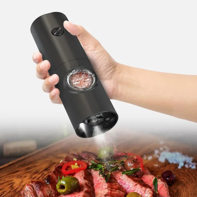 Electric Automatic Pepper and Salt Grinder – Adjustable Coarseness with LED Light