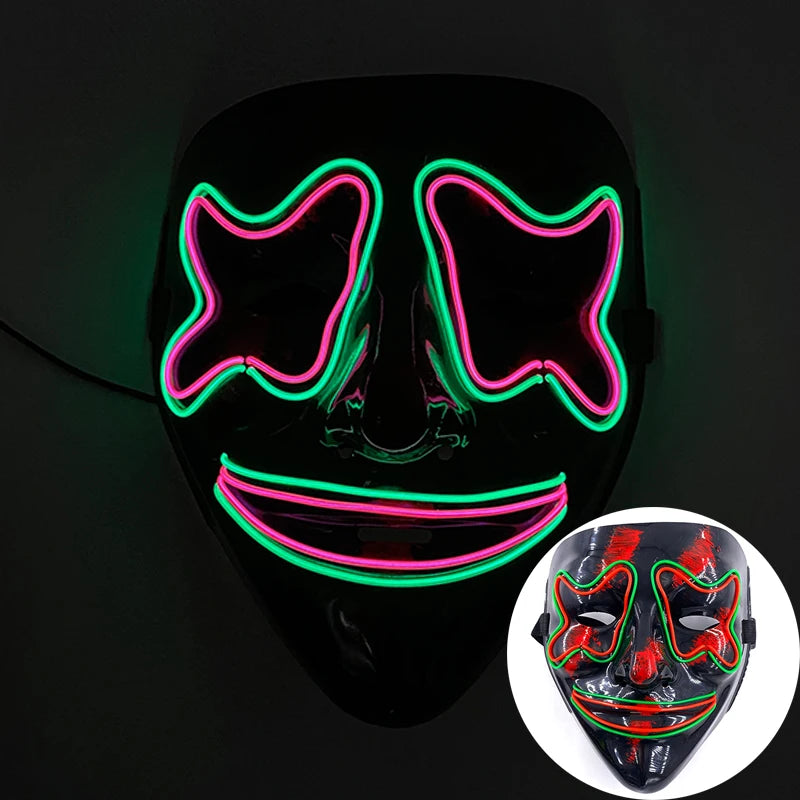 Wireless Scary Glowing Mask – LED Luminous Purge Mask for Halloween and Party Events