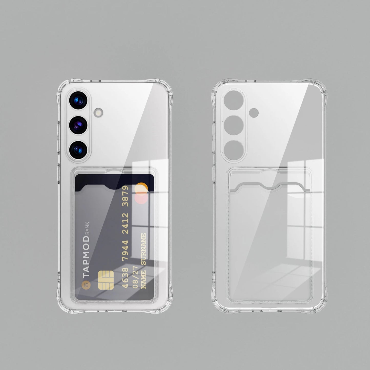 Transparent Card Slot Silicone Case for Samsung Galaxy