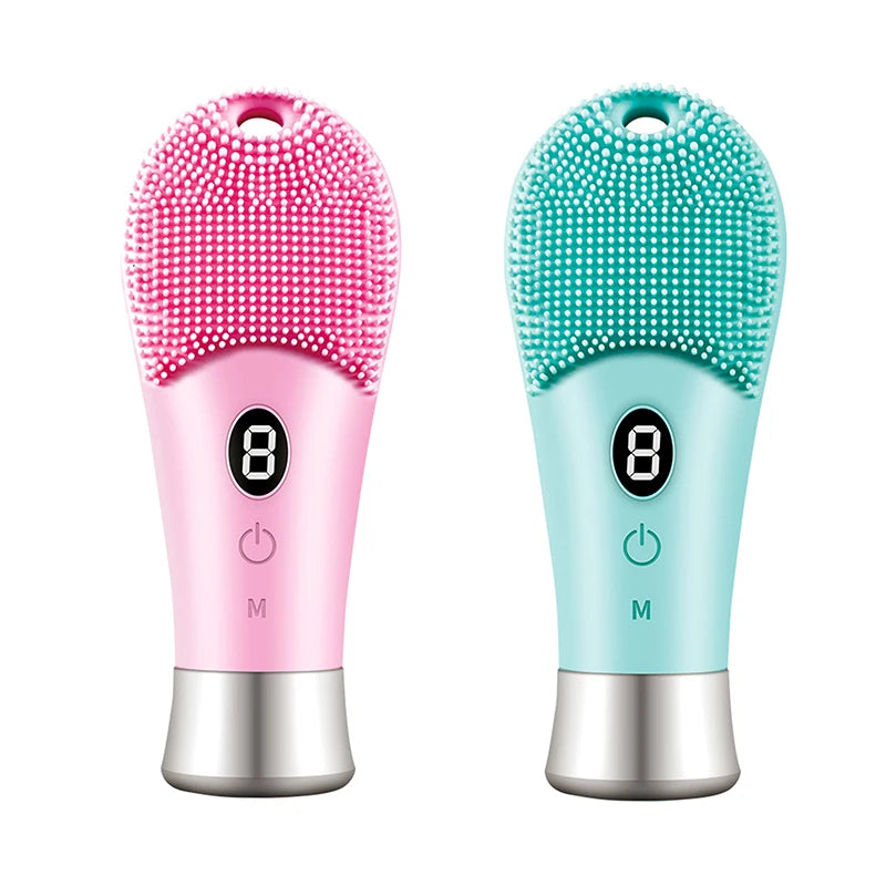 9 Gear Electric Ultrasonic Skin Sonic Scrubber Facial Brush Cleaner High Frequency Vibration Face Silicone Rechargeable