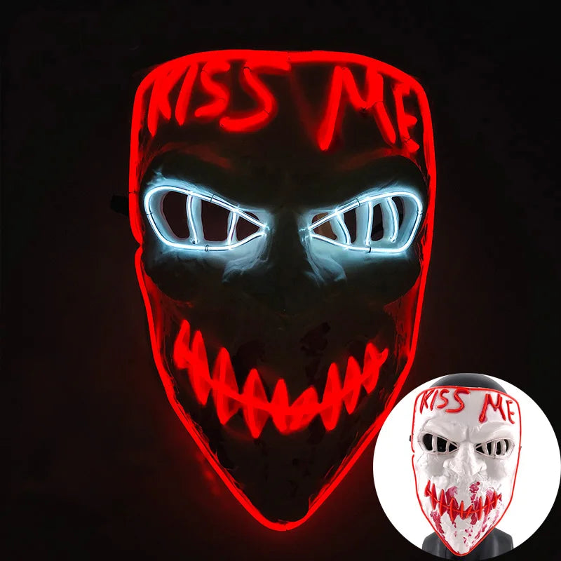 Wireless Scary Glowing Mask – LED Luminous Purge Mask for Halloween and Party Events
