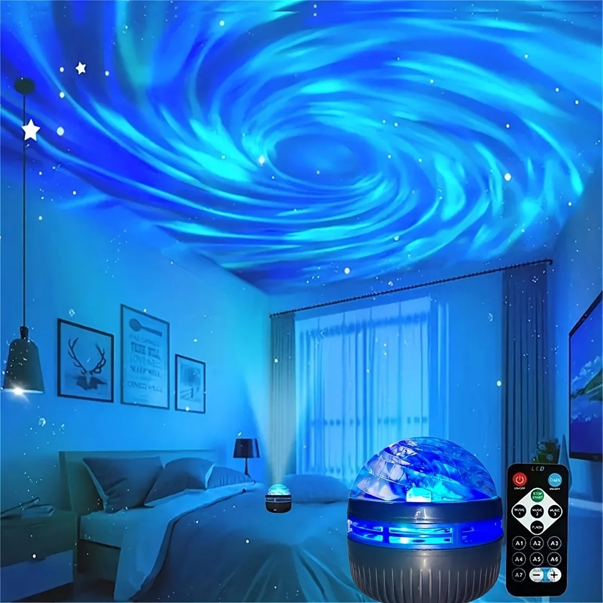 LED Galaxy Night Light Projector – Starry Sky Lamp with Remote Control and 7 Lighting Modes