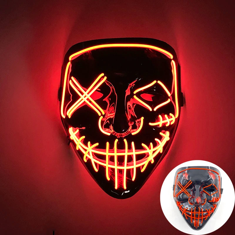 Wireless Scary Glowing Mask – LED Luminous Purge Mask for Halloween and Party Events