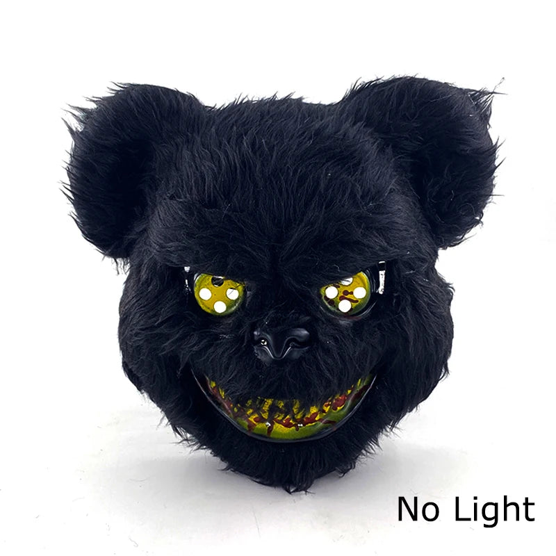 Bloody Plush Black Bear Mask – Full Face Horror Costume for Halloween & Cosplay Events