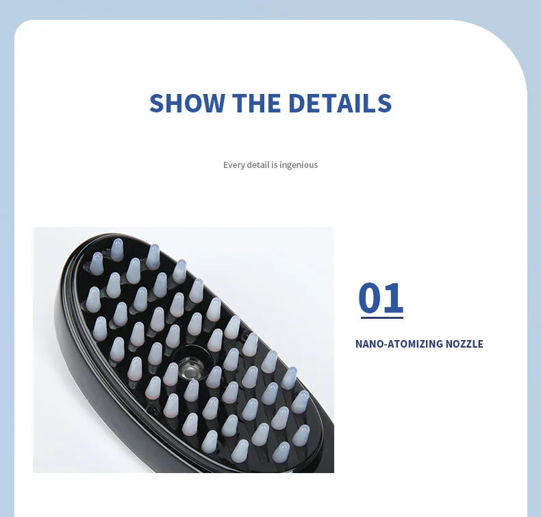 Electric Spray Massage Comb – LED Hair Growth & Scalp Care Vibration Massager Brush