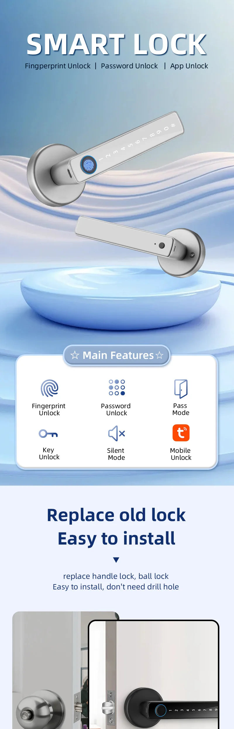 Tuya BLE Fingerprint Smart Door Lock