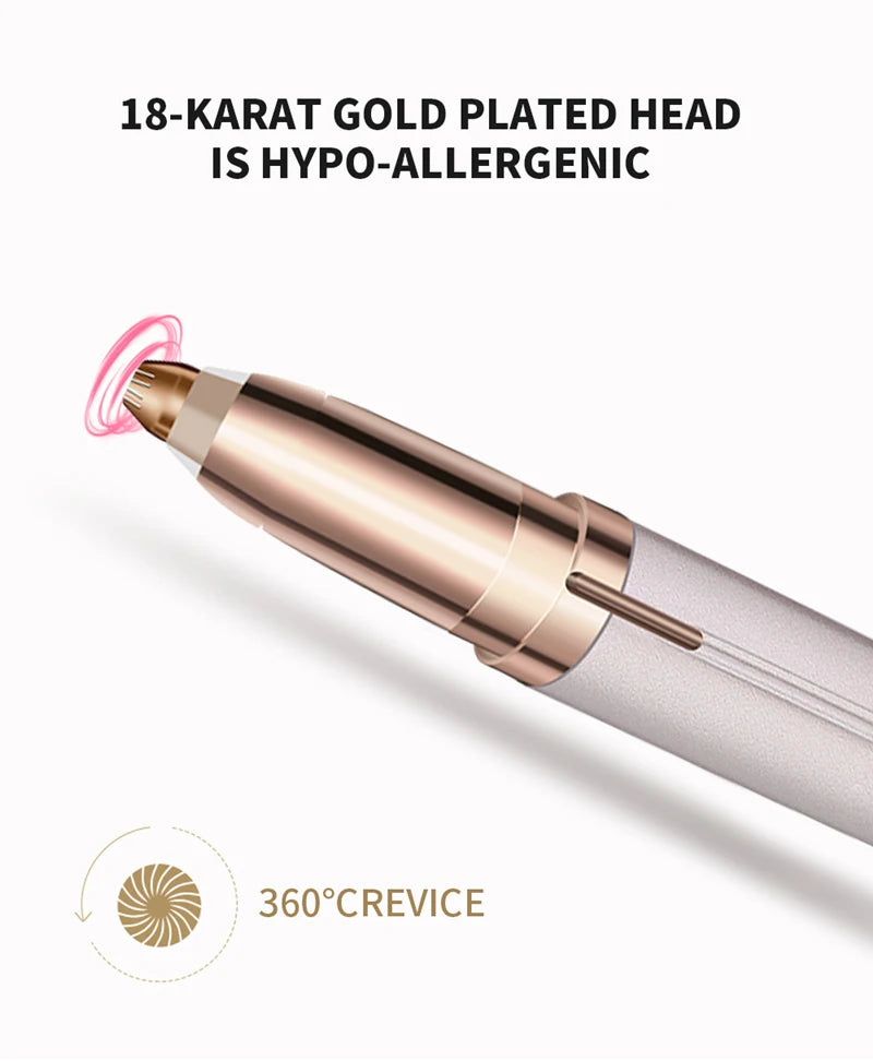 Portable Electric Eyebrow Trimmer – Mini Painless Facial Epilator with LED Light
